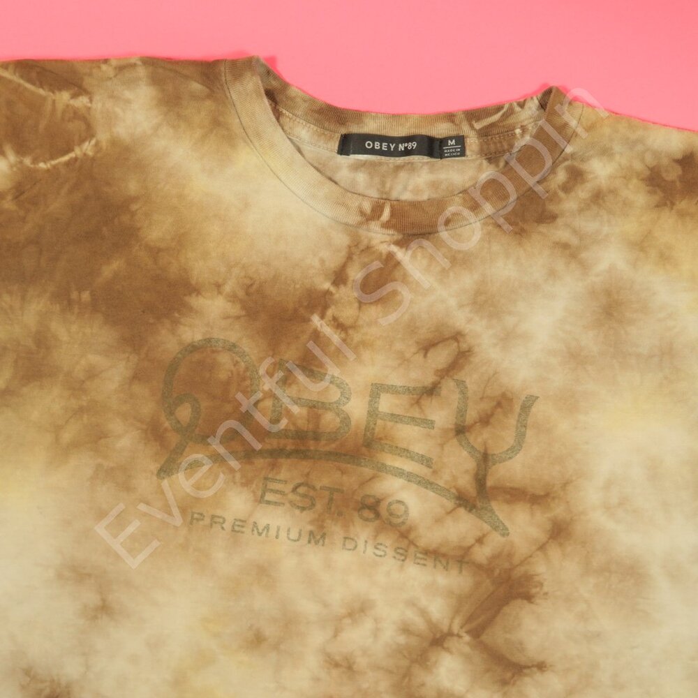 Obey Shirt Womens Medium Brown Tie Dye Short Sleeve T 89 Earth Tones Top